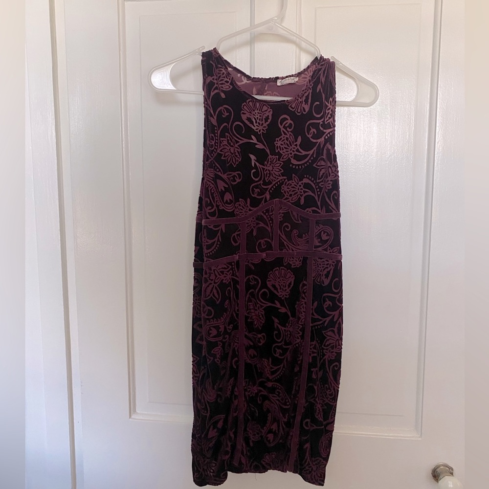 Burgundy Velvet Free People mini Dress.